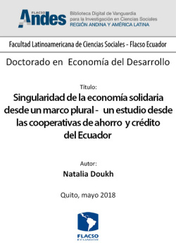 Singularidad de la economía solidaria desde un marco plural - un estudio desde las cooperativas de ahorro y crédito del Ecuador